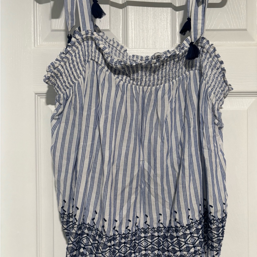 Old Navy Blue and White Striped Tank Top